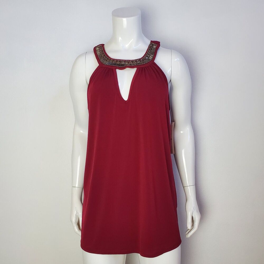 NEW Tempted Plus Size Maroon Beaded Tank